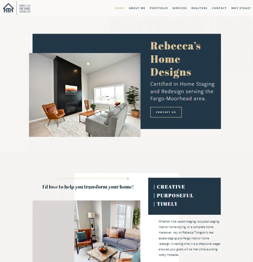 rebeccashome designs website project