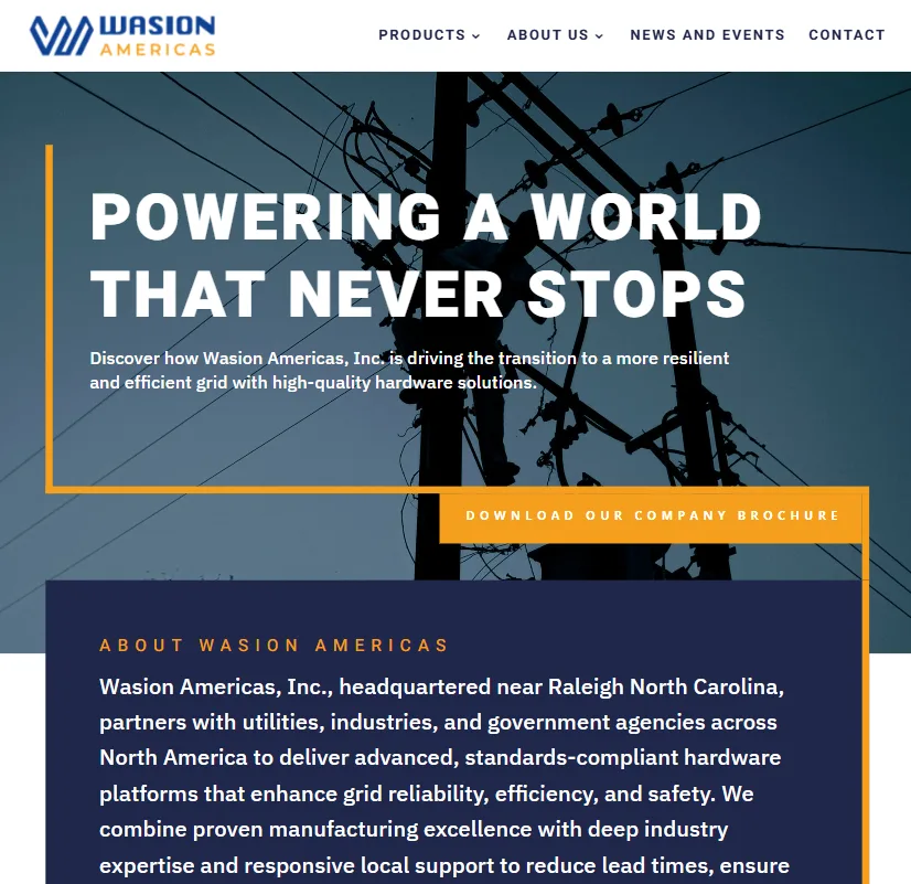 Wasion Americas website redesign project